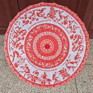 新款秧歌花伞剪纸社火表演舞蹈伞陕北秧歌伞元宵节演出节日跳舞伞