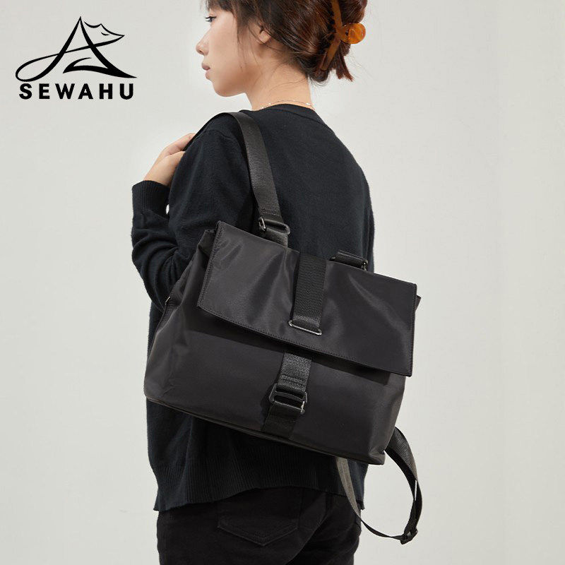 通勤双肩包男女2026新款设计感小众大容量电脑背包斜挎包百搭书包