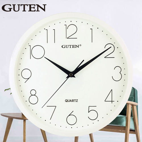 Guten挂钟金钟宝简约时尚静音百搭客厅挂墙卧室高清玻璃镜面挂钟