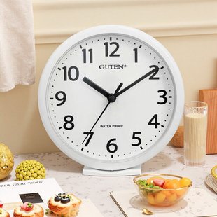 Guten金钟宝挂钟白色磁吸式静音防水指针式石英钟表家用桌面挂钟