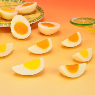 PVC仿真水煮蛋鸡蛋模型咸鸭蛋食玩溏心蛋水煮鸡蛋摆件钥匙扣挂件