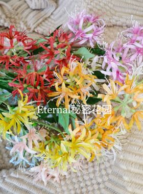 仿真花新款三头彼岸花 风雨兰曼珠沙华地狱花婚庆装饰花 跨境