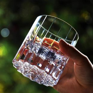 高级轻奢威士忌酒杯创意家用古典加厚洋酒杯啤酒杯江户切子杯套装