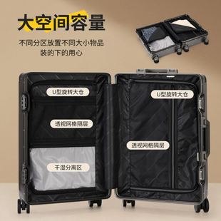 两边都有隔层布的拉杆行李箱20寸免托运大容量铝框2025新款男