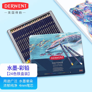得韵DERWENT水墨彩铅水溶彩色铅笔秘密花园涂填色笔24色铁盒套装