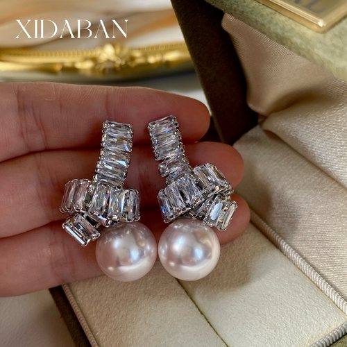 西大班法式镶砖打结耳环女