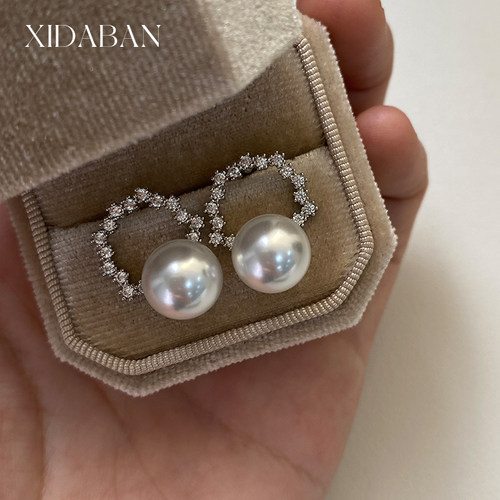 轻奢耳饰西大班纯银花环轻奢锆钻