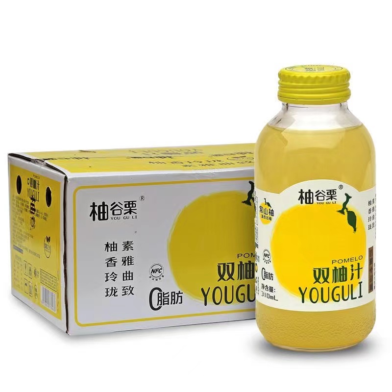 柚谷栗双柚汁胡柚香柚复合果汁饮料310ml*15瓶装常山柚子汁0脂1L