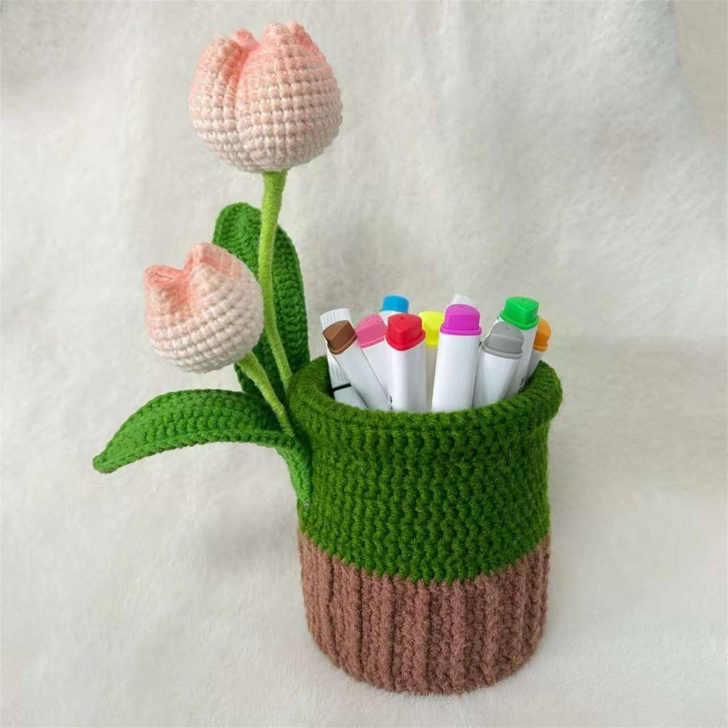 diy手工编织郁金香花瓶笔筒毛线钩织桌面摆件礼物材料包女友闺蜜,服饰配件/皮带/帽子/围巾,DIY编织材料包,淘宝优惠券,粉丝福利购,淘宝优惠卷