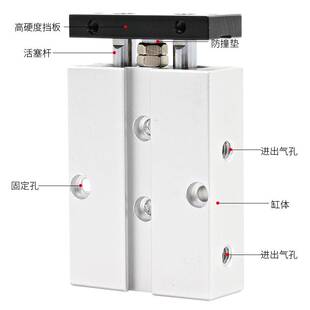 双杆气缸双出杆小型TN20/16/10/25/32双杠汽缸夹具气动双柱双轴