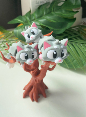 3D打印可爱呆萌灰色小猫模型塑料玩具桌面装饰雕塑摆件节日礼物