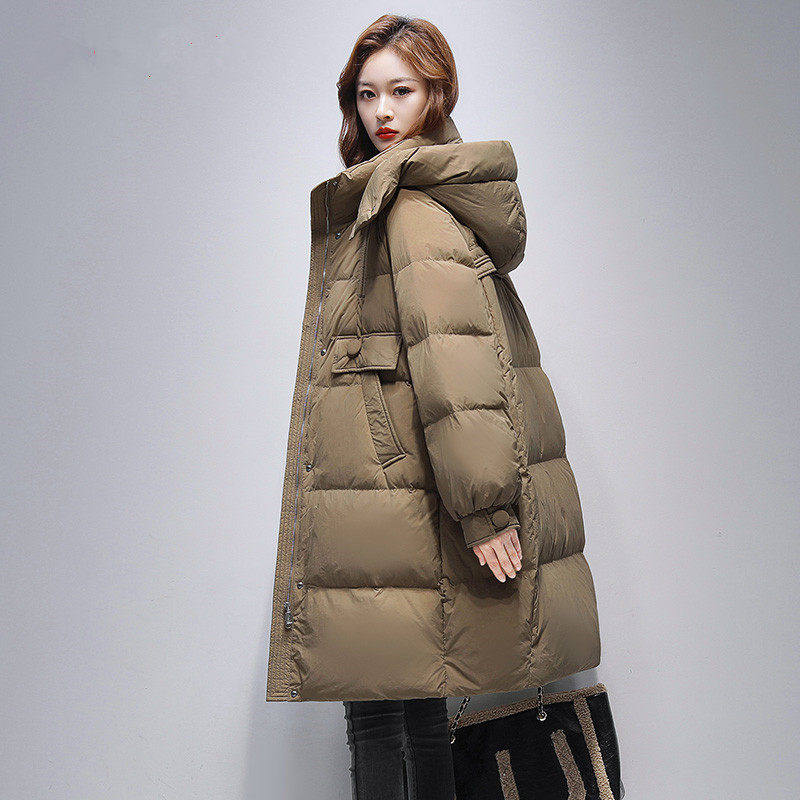 鸭鸭羽绒服女中长款过膝加厚2025冬季新款时尚休闲品牌保暖外套潮