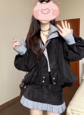 独特漂亮初秋套装2025新款慵懒风宽松夹克外套气质韩系短裙两件套