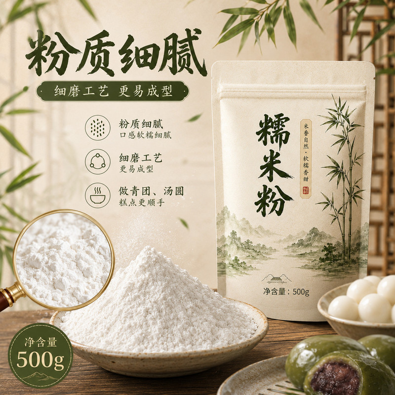 纯水磨糯米粉家用汤圆粉批发冰皮月饼原料江米粉雪媚娘烘焙原料