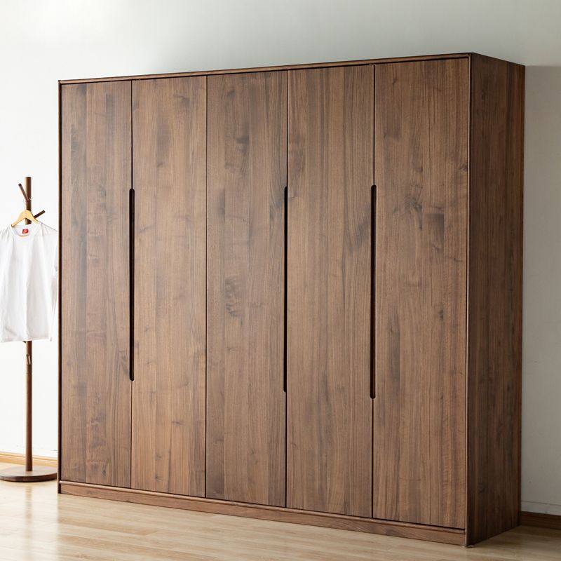 北美黑胡桃木衣柜现代简约全实木平对开门衣柜纯原木衣橱全屋定制
