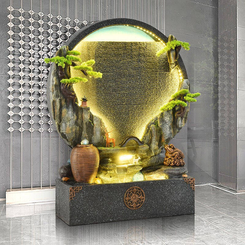 天通泰水幕墙假山流水喷泉屏风隔断摆件风车水轮景观庭院办公室装