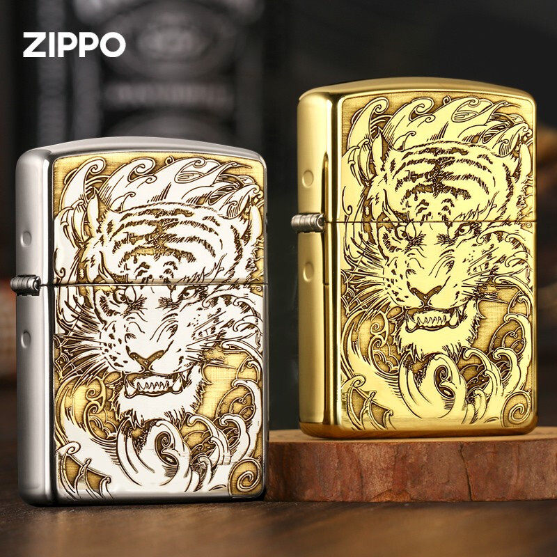 美国Zipo芝宝打火机防风煤油虎头虎爪雕刻高颜值收藏商务礼品