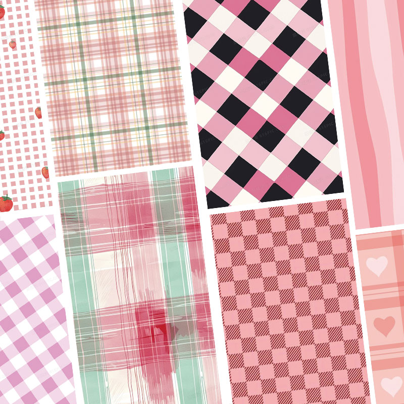 粉色格子痛包背景纸diy材料素材纸手机壳背卡纸装饰手帐￥￥