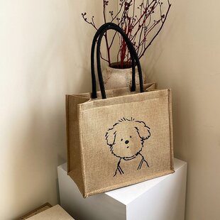 拉链无印麻布手提袋伴手礼购物亚麻粗黄麻袋子棉麻托特包工厂跨境