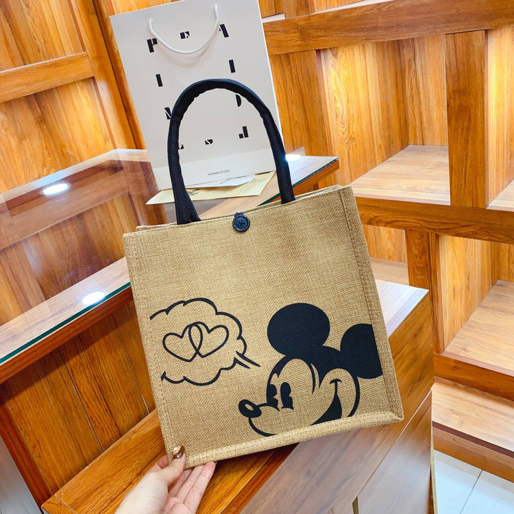 爆款热卖复古手提袋女本色麻布简约购物袋亚麻黄麻手提包伴手礼