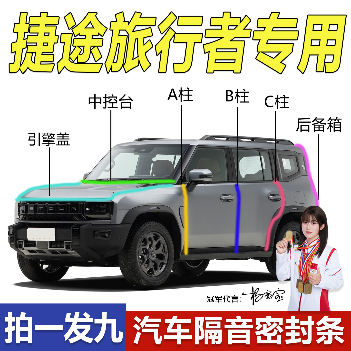 捷途旅行者专用汽车A柱B柱C柱中控台密封条隔音车门防尘降噪用品