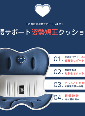 日本猫Pillowche护腰坐垫办公室靠垫护脊椎一体久坐神器坐姿舒适
