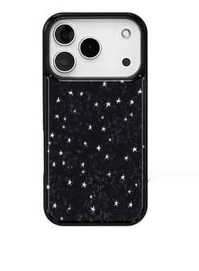 夜幕满天星星ins冷淡风适用苹果17promax手机壳iphone16pro新款1314pro创意15pro黑边滴胶电镀银防摔手机套