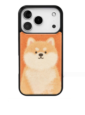 橙色柴犬ins风可爱萌宠适用苹果17promax手机壳iphone16pro新款13创意15pro黑边14pro滴胶12电镀银原创防摔