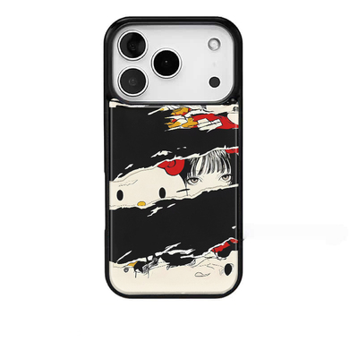 川上富江暗黑kt猫动漫ins适用苹果17promax手机壳iphone16pro新款13创意15pro黑边14pro滴胶电镀银防摔手机套