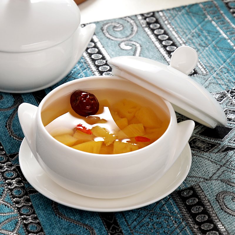 水带双耳骨瓷蒸碗燕窝小汤盅碗