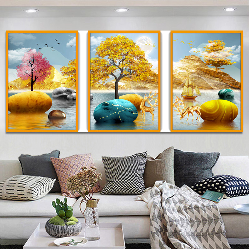 现代客厅装饰画自粘画沙发背景墙贴纸温馨卧室挂画防水防尘壁画