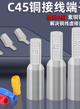 空开全铜插针DTD-10/16/25/35平方小型断路器光伏接线鼻紫铜镀锡