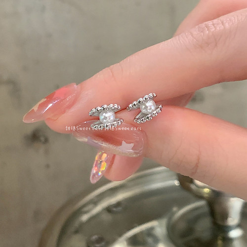 彩色月光锆石贝壳珍珠钛钢耳钉
