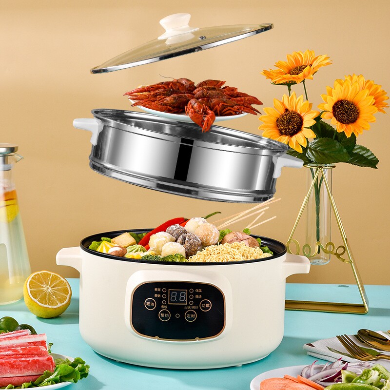 德国进口电锅宿舍电煮锅炒菜多功锅电火锅能电炒锅家用一体式小电