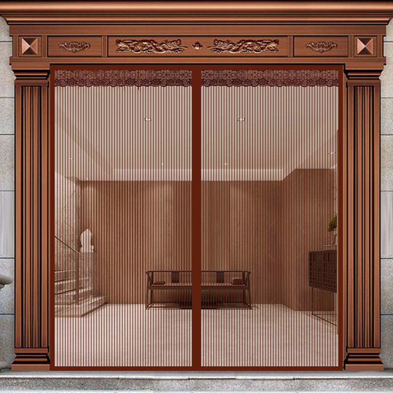 门帘防蚊串珠帘防蝇魔术贴自粘式推拉式透气挡苍蝇农村大门粘贴式