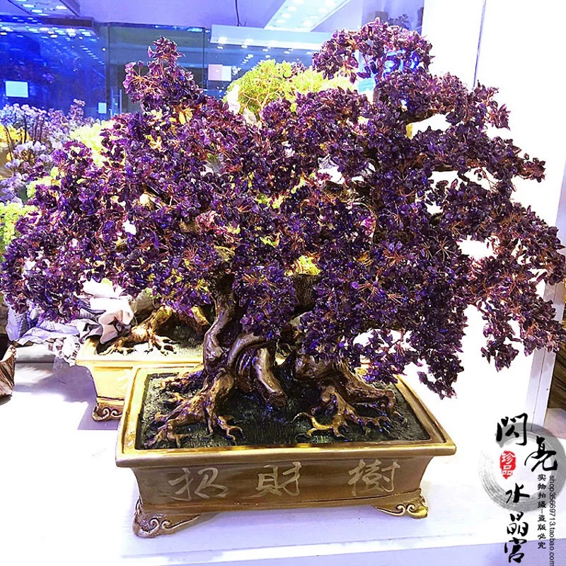 天然红水晶大号超密发财树摇钱树家居客厅店铺开业搬家招财树摆件