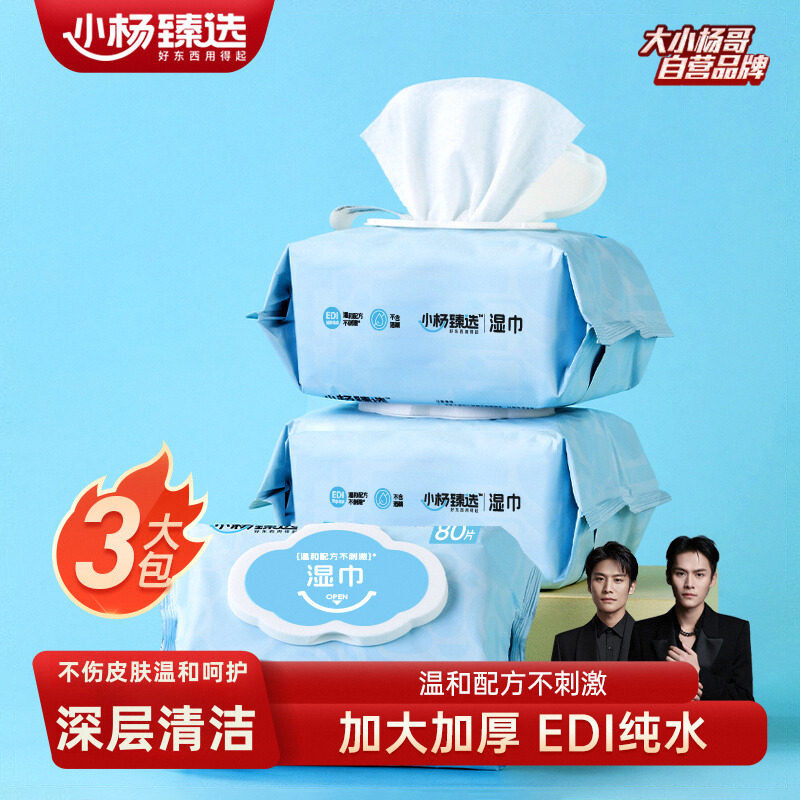 小杨臻选纯水湿巾80抽家用大包