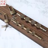 仿古中式 纯黄铜门门栓门闩大插销防盗铜锁复古别墅全铜门扣门把手