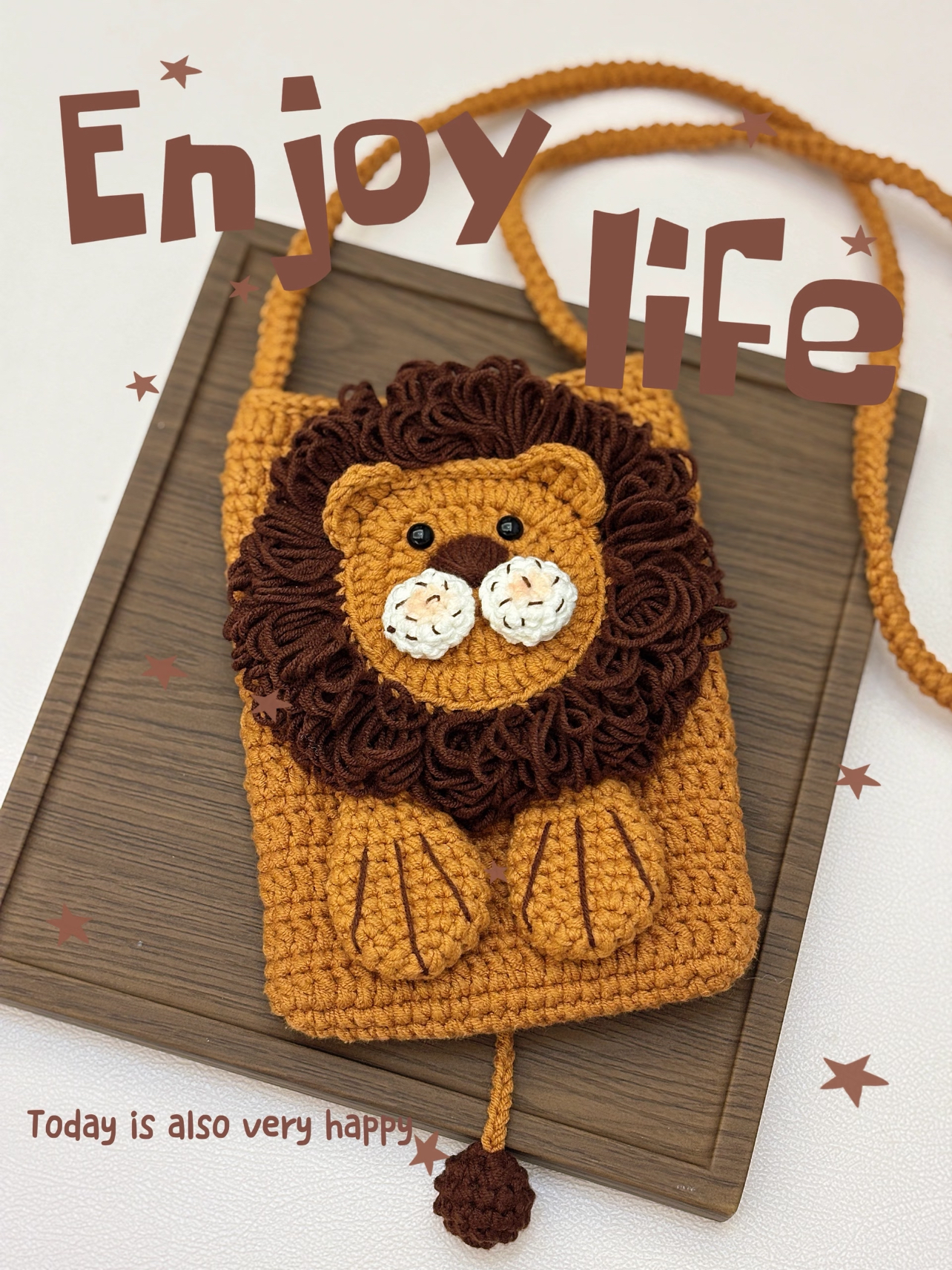 手工编织毛线钩针可爱狮子斜挎包diy材料包自制送朋友闺蜜礼物