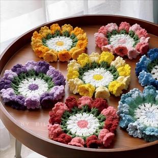 手工DIY编织材料包毛线郁金香杯垫花朵铃兰花手钩勾花新手自制