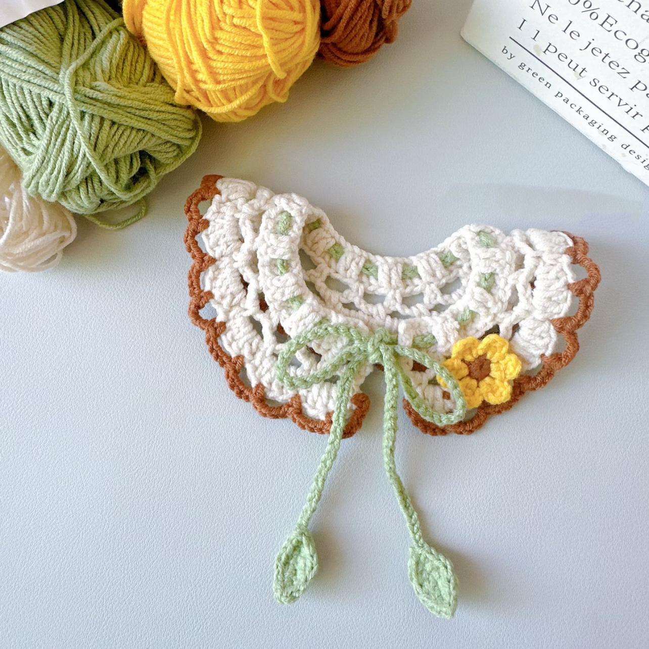 手工编织毛线钩针可爱向日葵围兜diy材料包自制送朋友闺蜜礼物