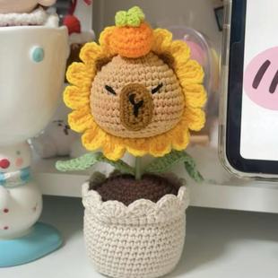 卡皮巴拉太阳花余景天同款钩针编织自制送朋友手工DIY礼物材料包