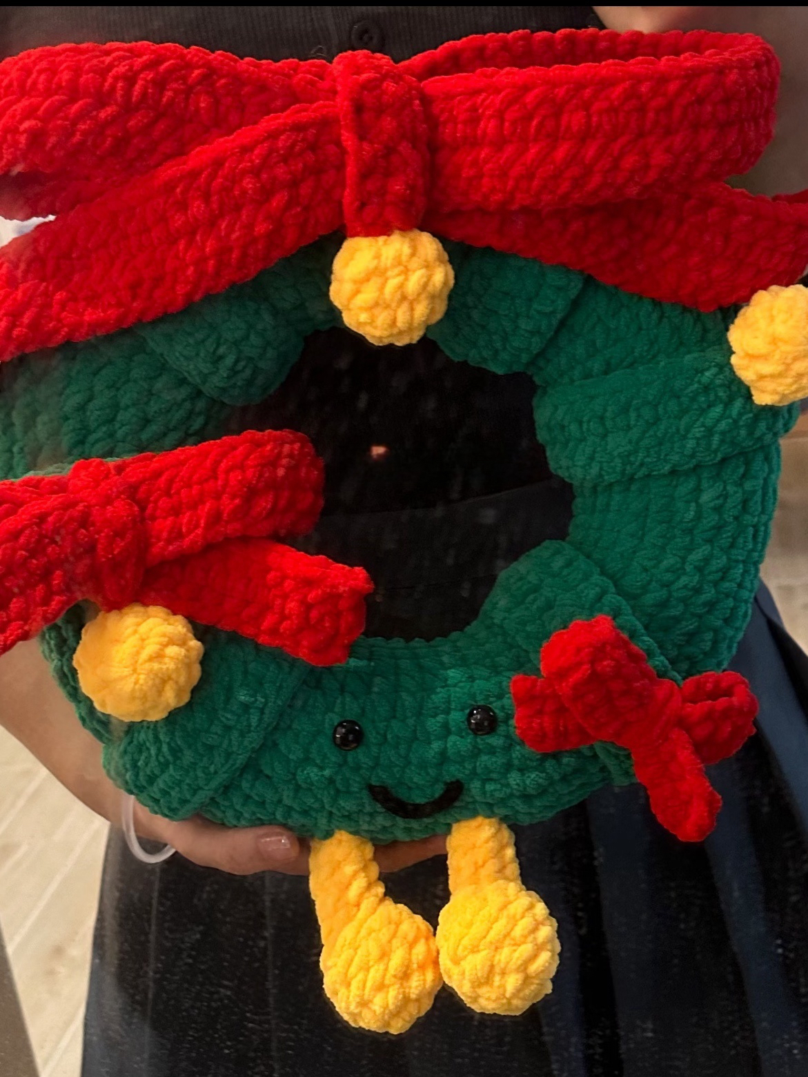 手工钩织圣诞花环抱枕diy编织材料包自制礼物送朋友闺蜜