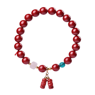 帝王砂朱砂幸运草款手链原创单圈手串护身男女士情侣款