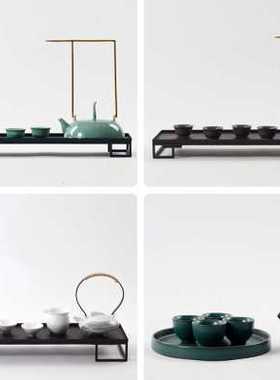 新中式禅意陶瓷功夫茶具套装样板房茶室茶壶茶杯托盘软装饰品摆件