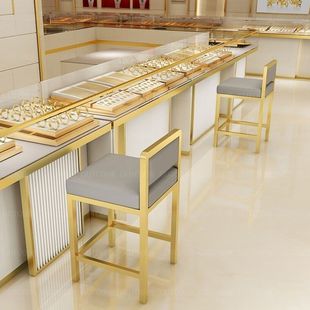 轻奢珠宝店专用椅子柜台吧台家用金店前台靠背椅眼镜店高脚凳子