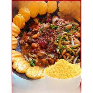 玉米锅贴柴火鸡锅边馍商用玉米自发粉面粉地锅鸡东北铁锅炖玉米饼