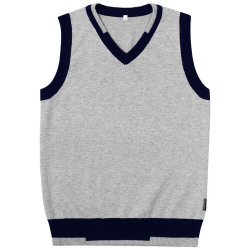 春秋冬季针织背心英伦学院中小学生藏青灰色V领校服儿童毛衣马甲