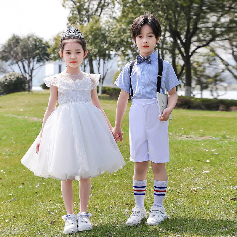 六一儿童节大合唱演出服女童蓬蓬纱裙男童毕业礼服表演服装幼儿园图片