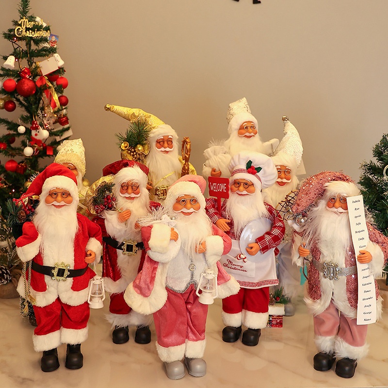 跨境圣诞节装饰用品18寸站姿硅胶圣诞老人公仔派对布置橱窗摆件